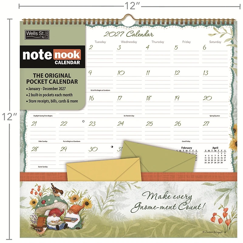Gnomes Note Nook 2027 Wall Calendar