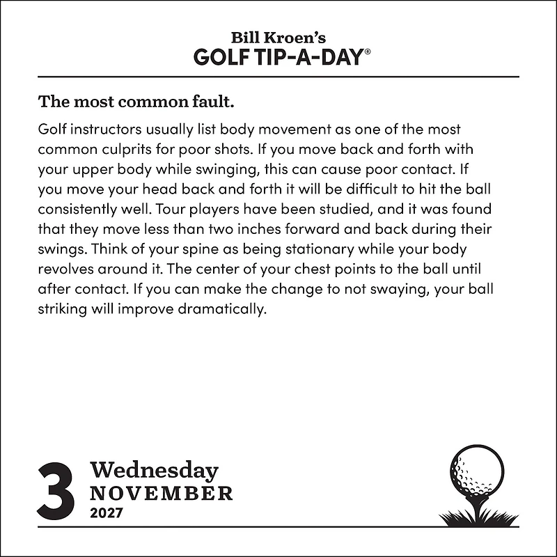 Bill Kroen's Golf Tip-A-Day 2027 Box Calendar