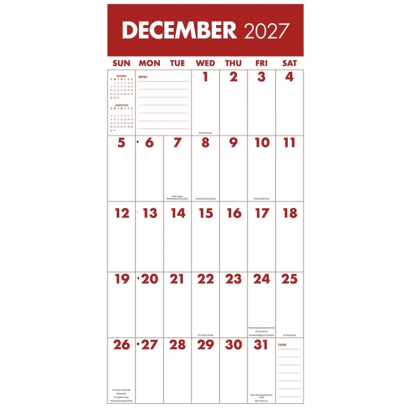 Mega Grid 2027 Wall Calendar