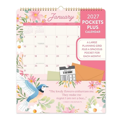 Birds and Blooms Pocket Plus 2027 Wall Calendar