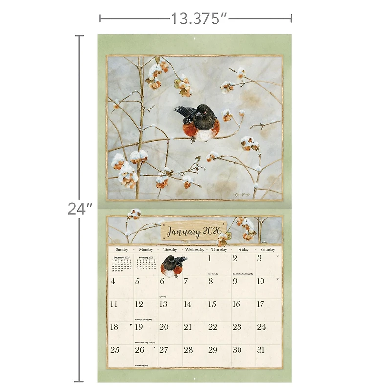 Birds In The Garden 2026 Deluxe Wall Calendar - Online Only