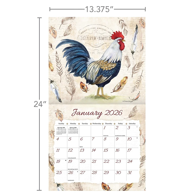 Proud Rooster 2026 Special Edition Wall Calendar with Print