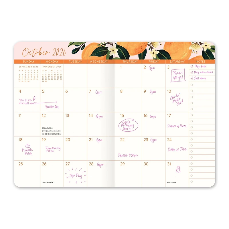 Fruit Flora 2025-2026 Monthly Pocket Planner Calendar - Online Only