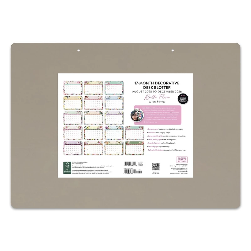 Bella Flora 2025-2026 Decorative Desk Pad Calendar