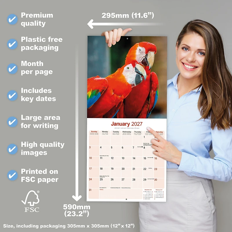 Macaws 2027 Wall Calendar