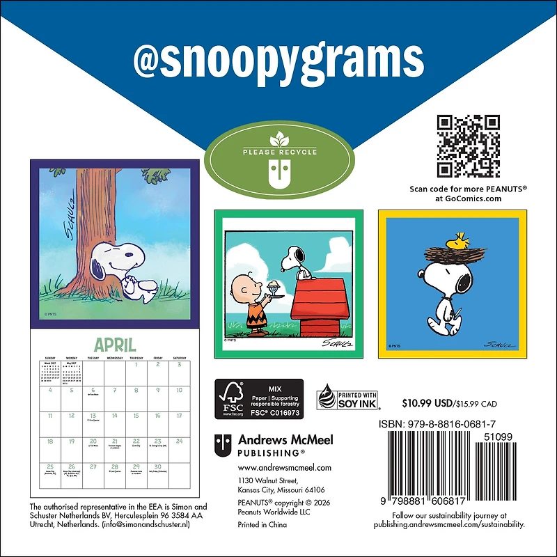 Peanuts @Snoopygrams 2027 Mini Calendar