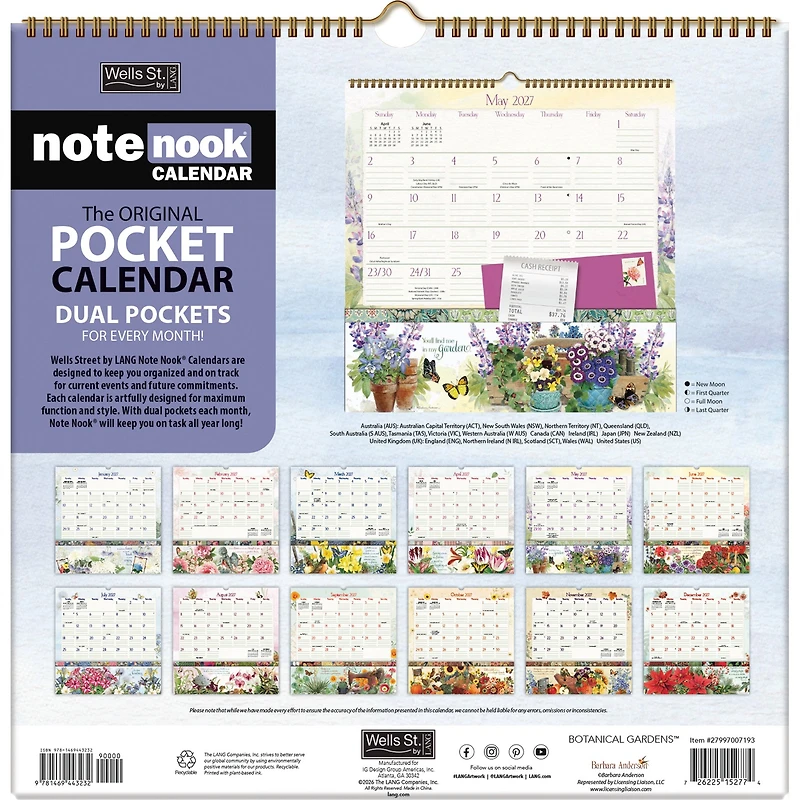 Botanical Gardens Note Nook 2027 Wall Calendar