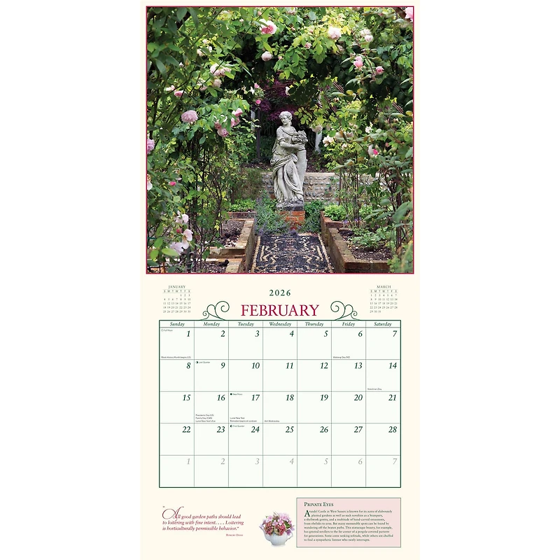 Secret Garden 2026 Wall Calendar