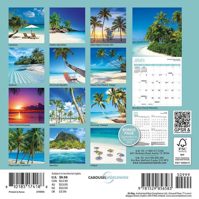 Beaches 2027 Mini Calendar