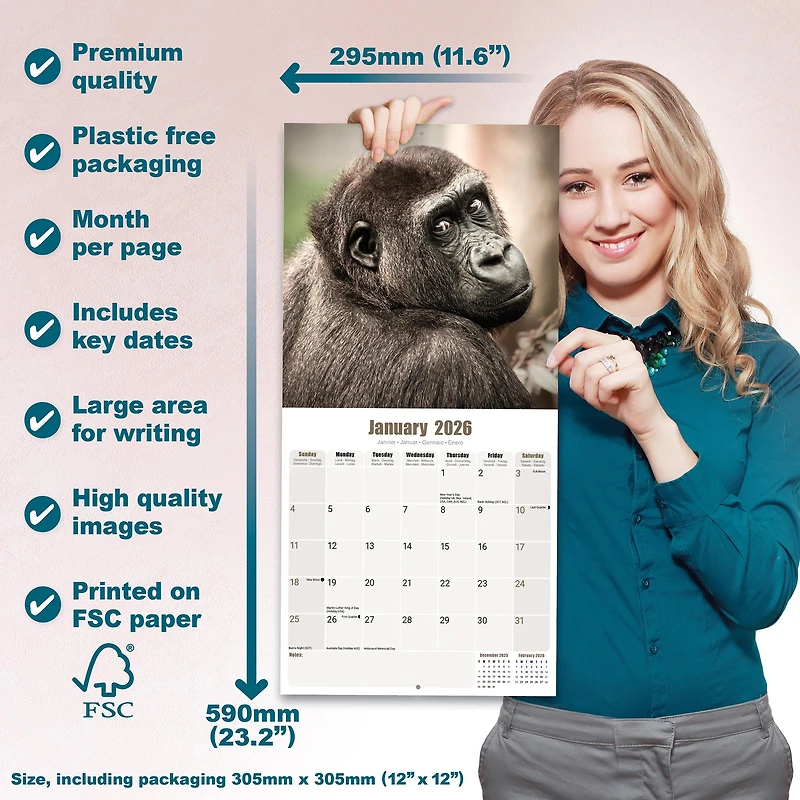Apes 2026 Wall Calendar - Online Only