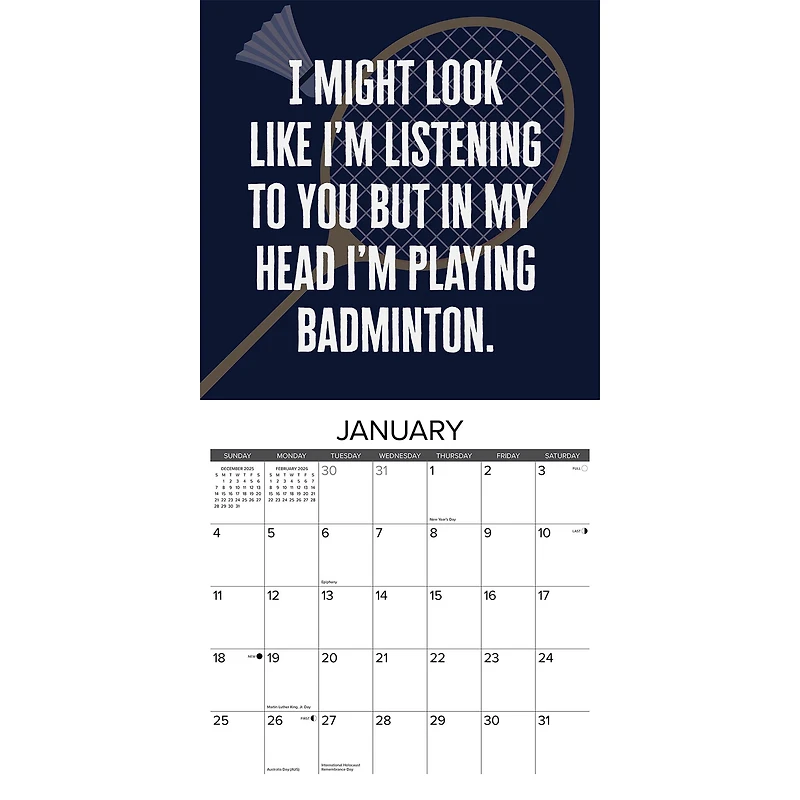 Badminton 2026 Wall Calendar - Online Only