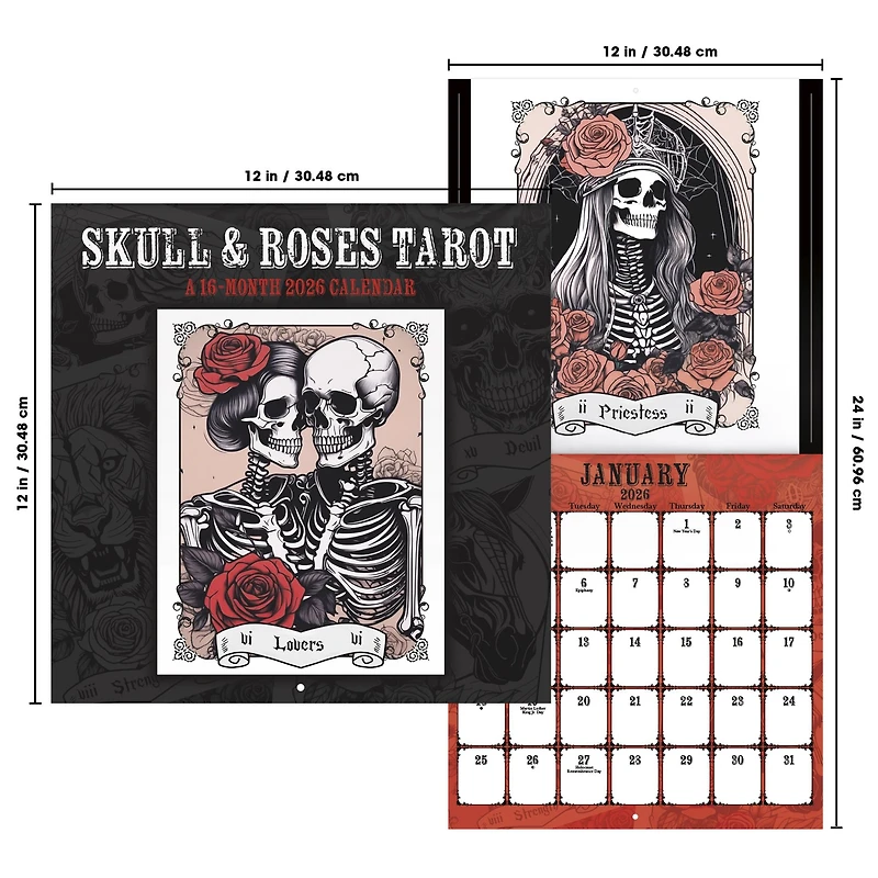 Tarot - Skulls & Roses 2026 Wall Calendar - Online Only