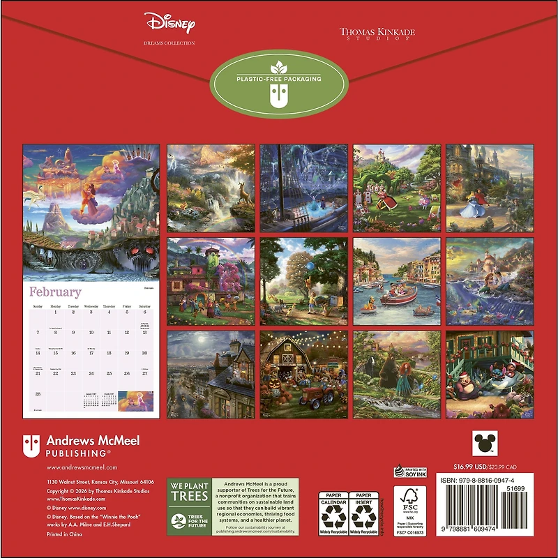Thomas Kinkade Disney Dreams Collection 2027 Wall Calendar