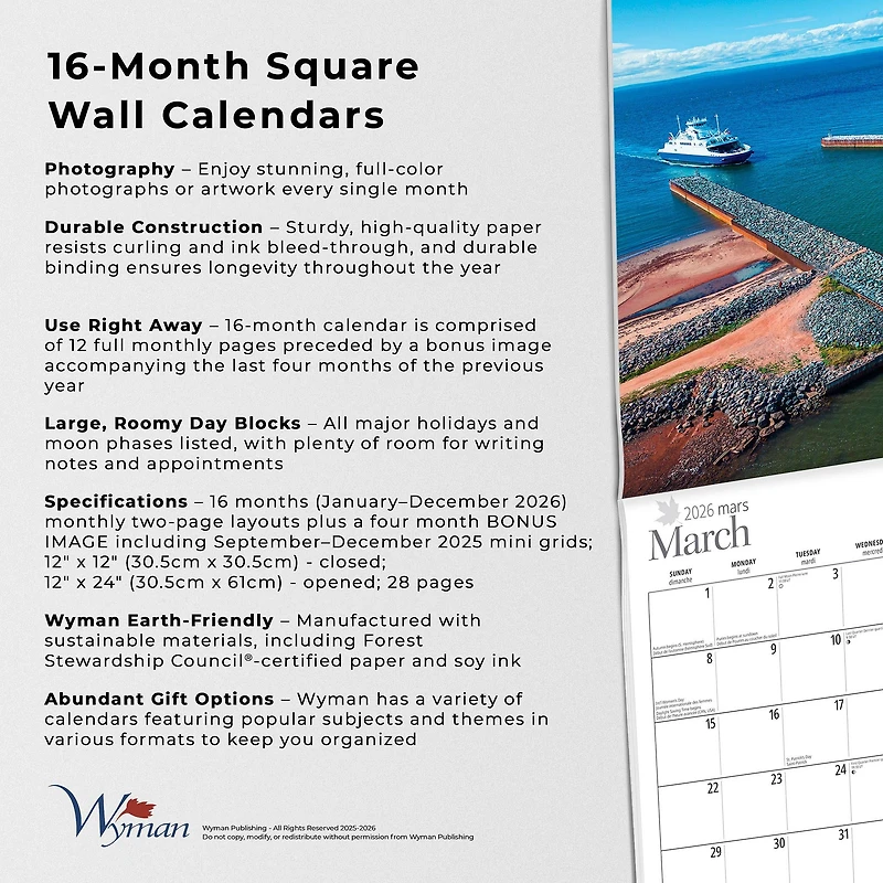 Prince Edward Island 2026 Wall Calendar - Online Only