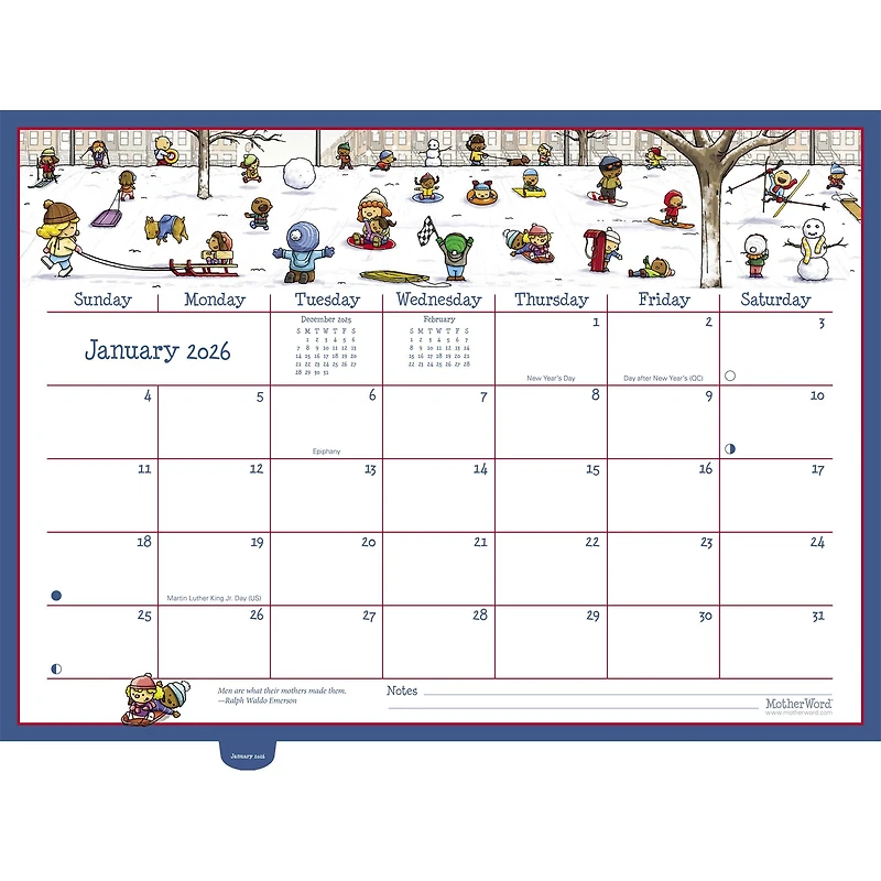 Motherword Deluxe English 2025-2026 Wall Calendar
