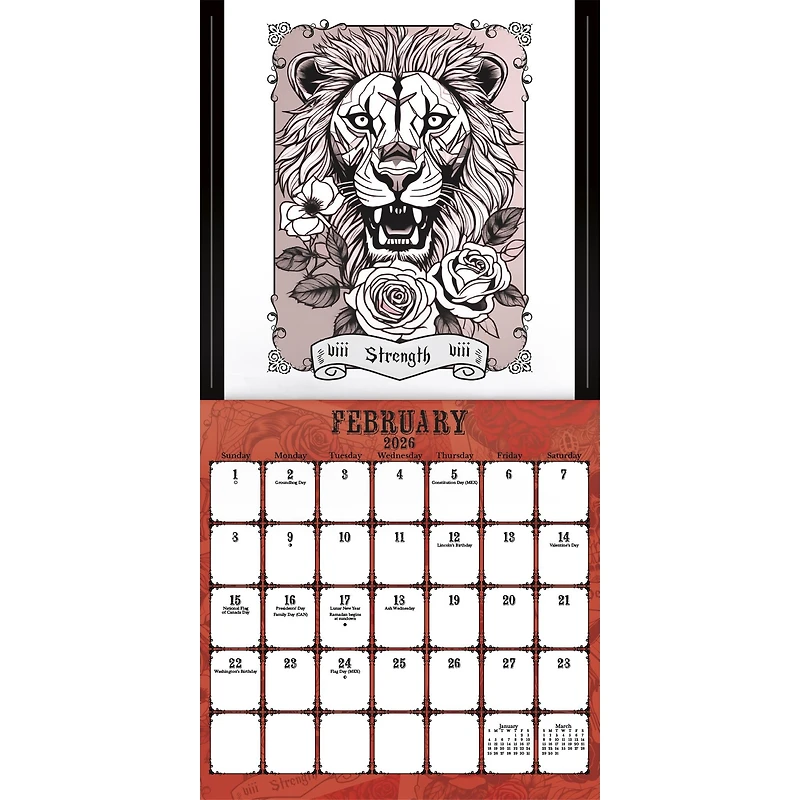 Tarot - Skulls & Roses 2026 Wall Calendar - Online Only