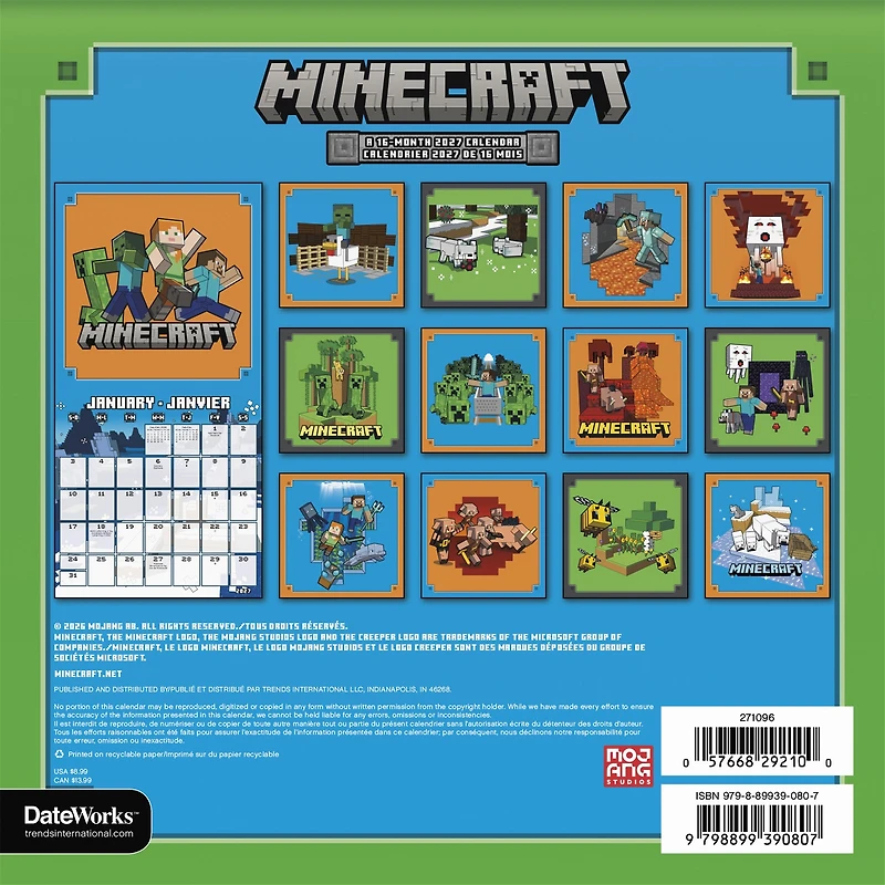 Minecraft 2027 Mini Calendar