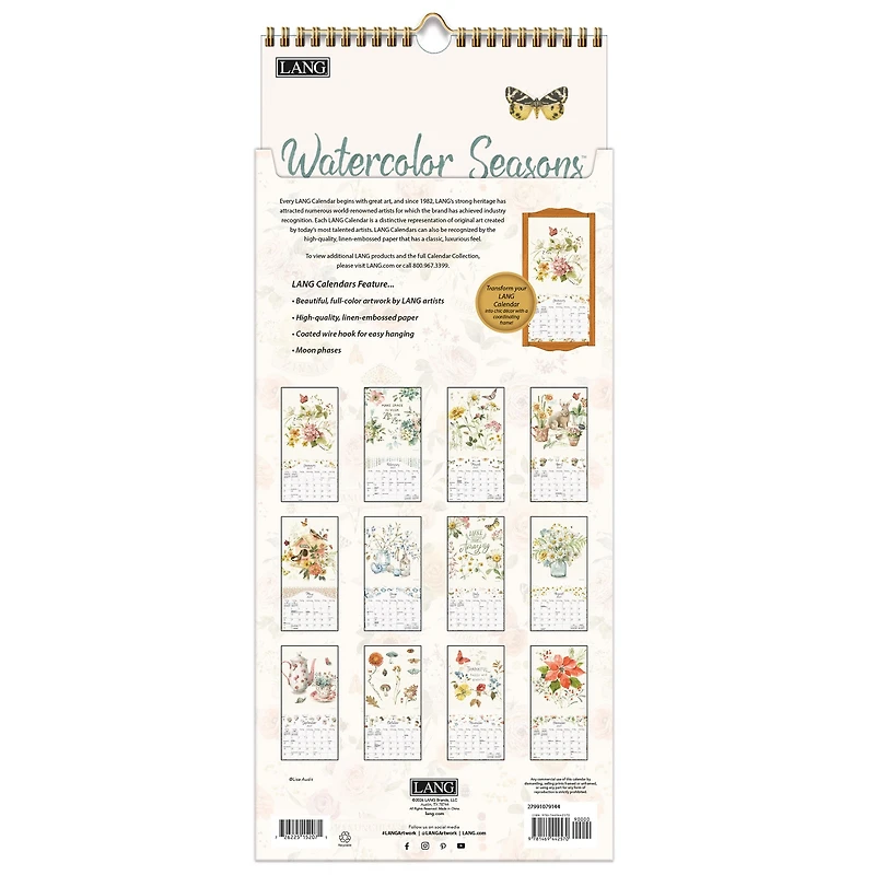 Watercolor Seasons 2027 Slim Calendar - Online Only