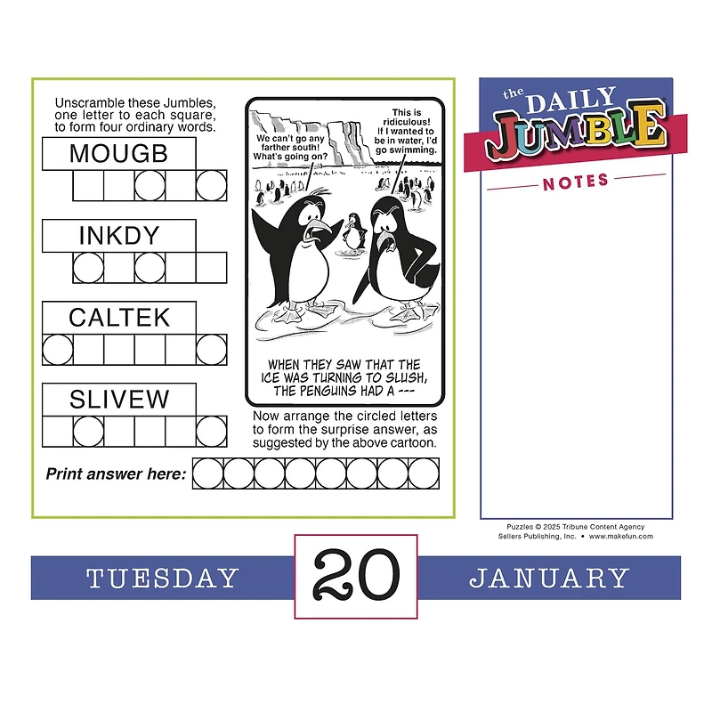 Daily Jumble 2026 Box Calendar