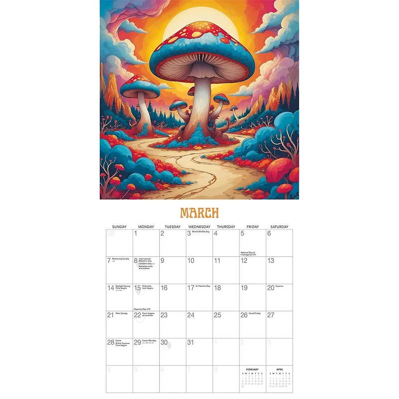 Trippy Shrooms 2027 Wall Calendar