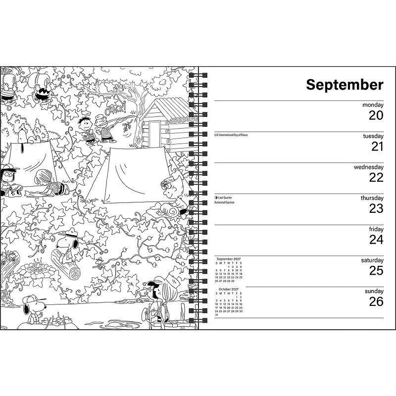 PEANUTS® Monthly/Weekly 2027 Coloring Engagement Calendar