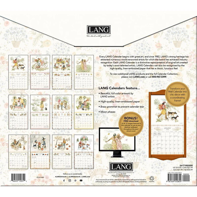 Blissful Moments 2026 Deluxe Special Edition Wall Calendar with Print