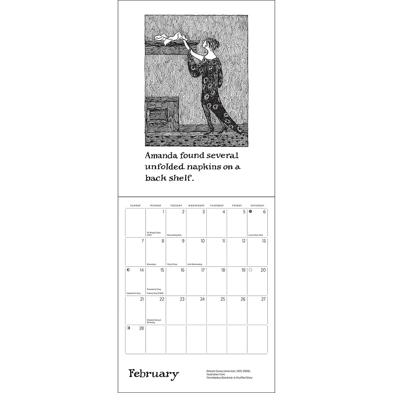 Edward Gorey The Helpless Doorknob 2027 Mini Calendar - Online Only