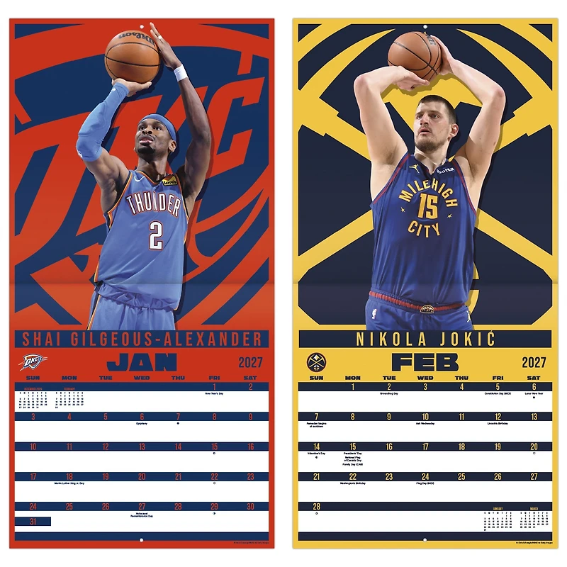 NBA Superstars 2027 Wall Calendar