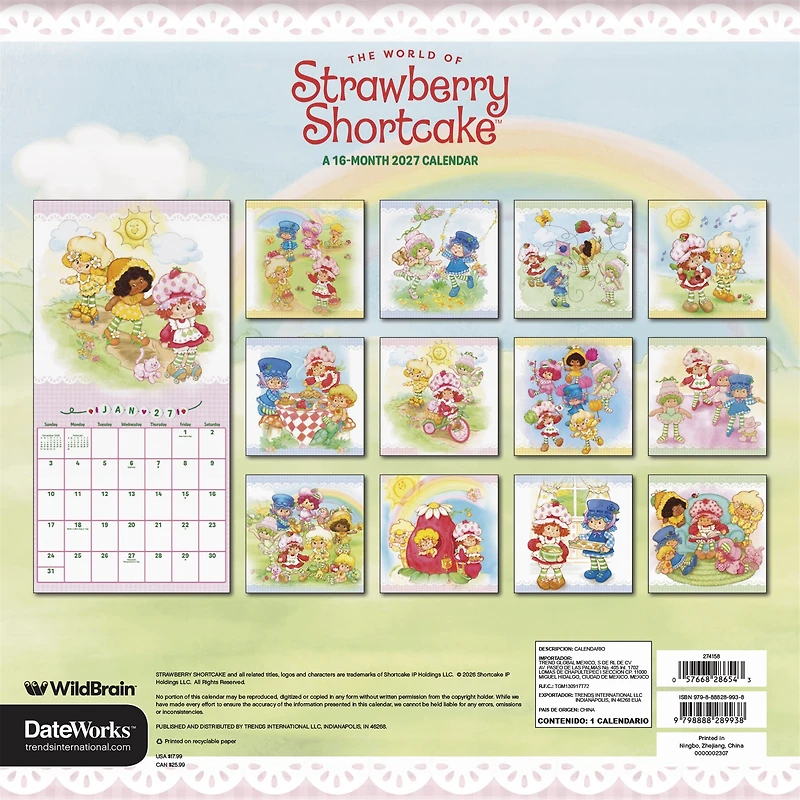 Strawberry Shortcake 2027 Exclusive Wall Calendar with Decal