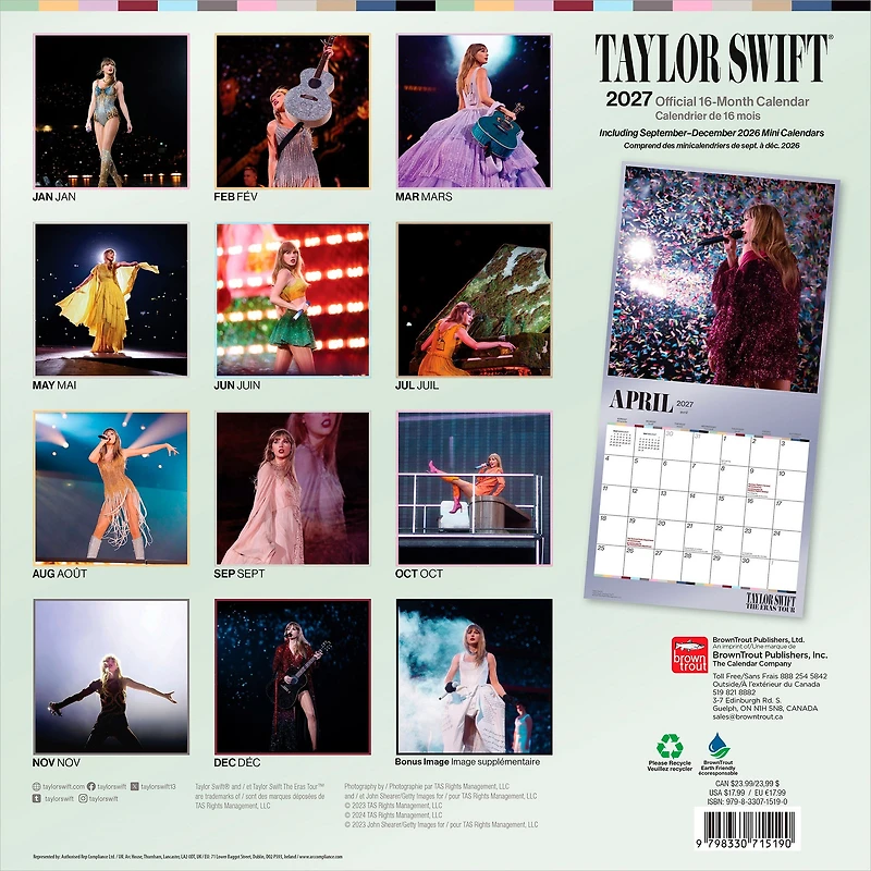 Taylor Swift 2027 Wall Calendar