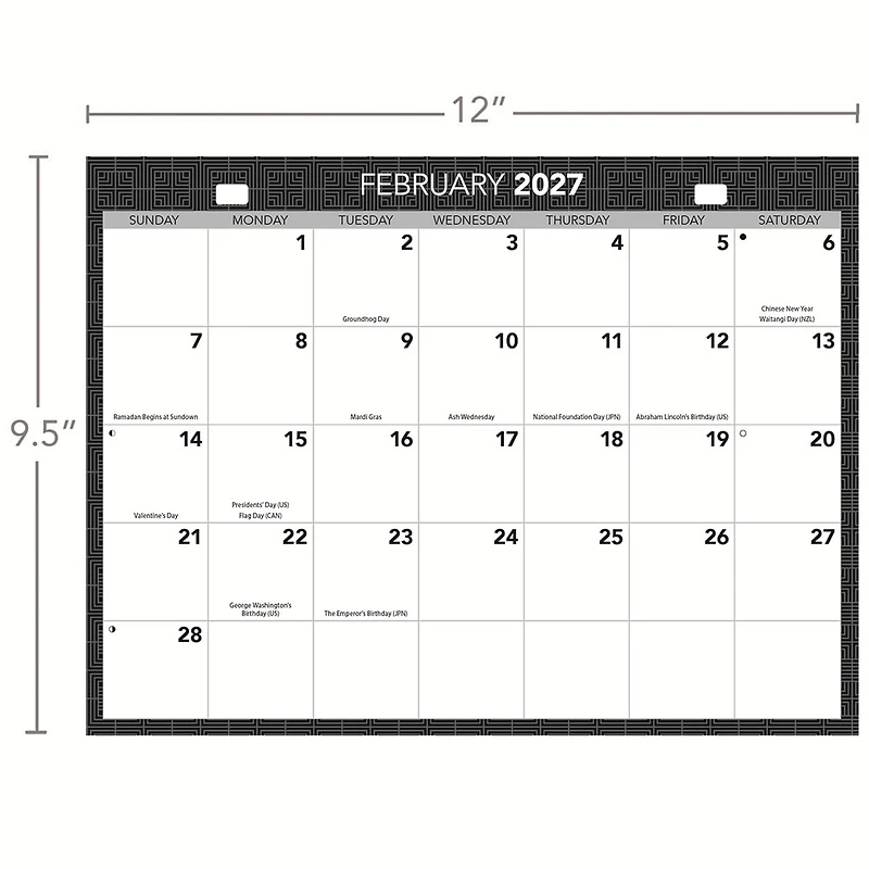 Office Tri-View 2027 Wall Calendar