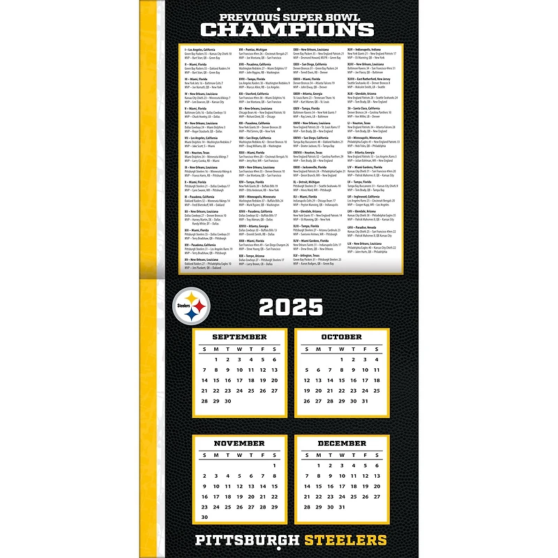 NFL Pittsburgh Steelers 2026 Wall Calendar