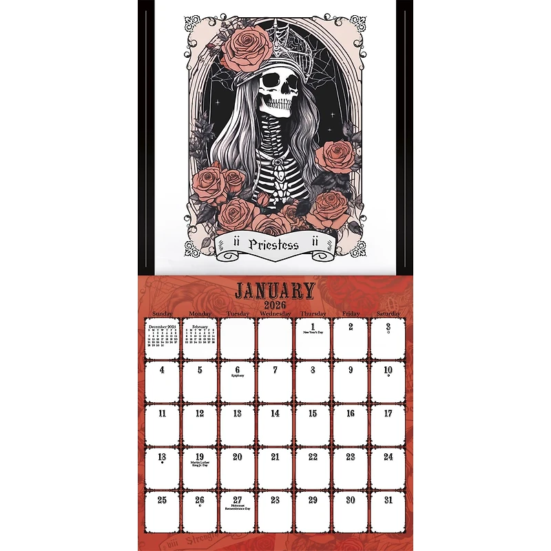 Tarot - Skulls & Roses 2026 Wall Calendar - Online Only
