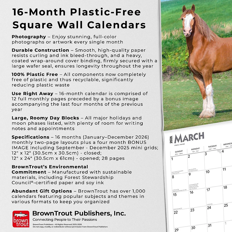 Clydesdales 2026 Wall Calendar - Online Only