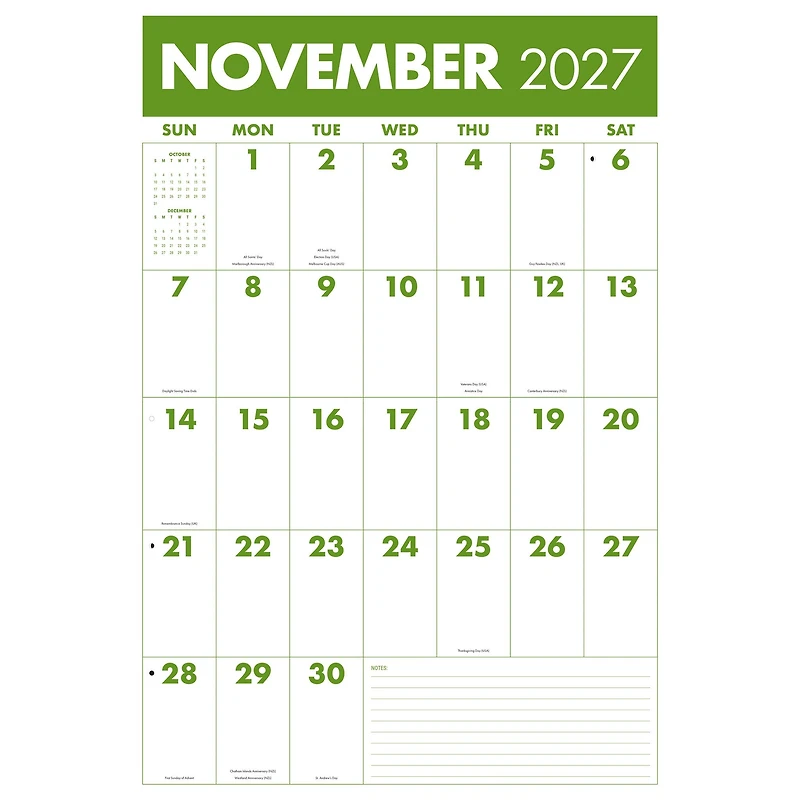 Monster Grid 2027 Wall Calendar