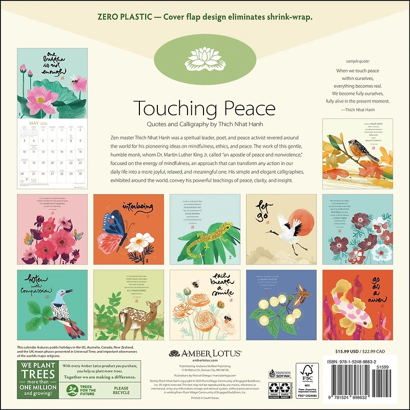 Thich Nhat Hanh 2026 Wall Calendar