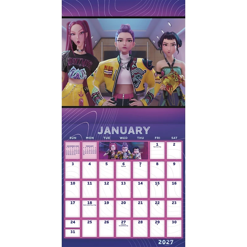 K-Pop Demon Hunters 2027 Wall Calendar