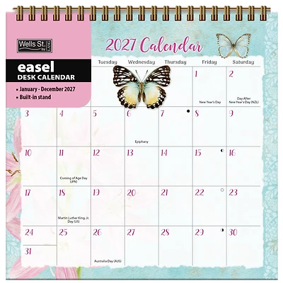 Butterflies 2027 Easel Calendar - Online Only