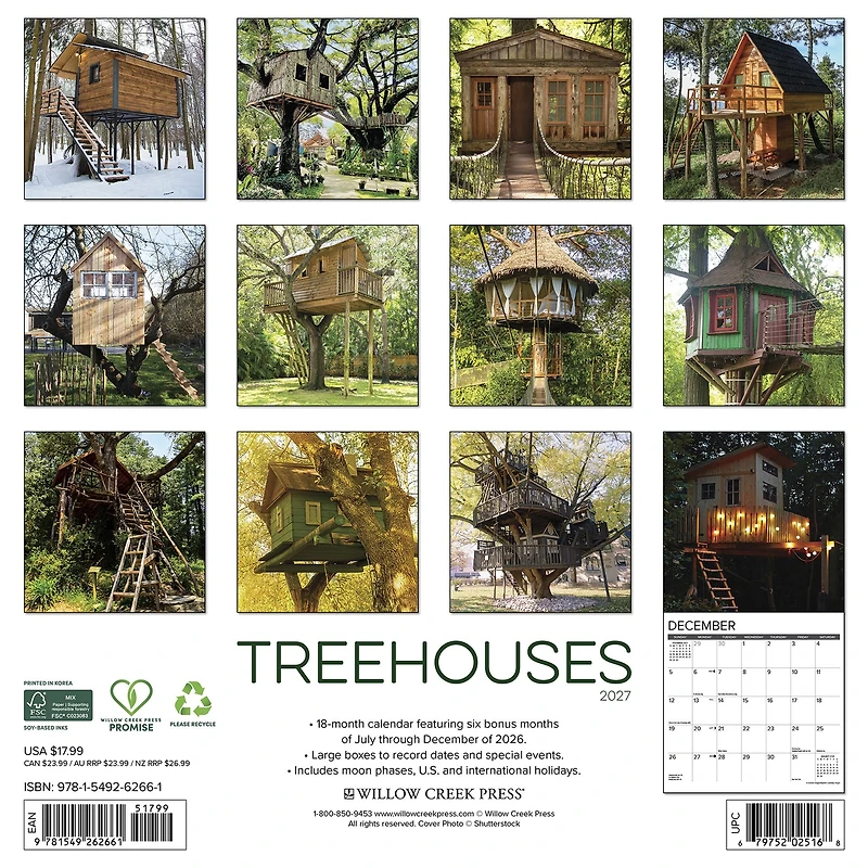 Treehouses 2027 Wall Calendar