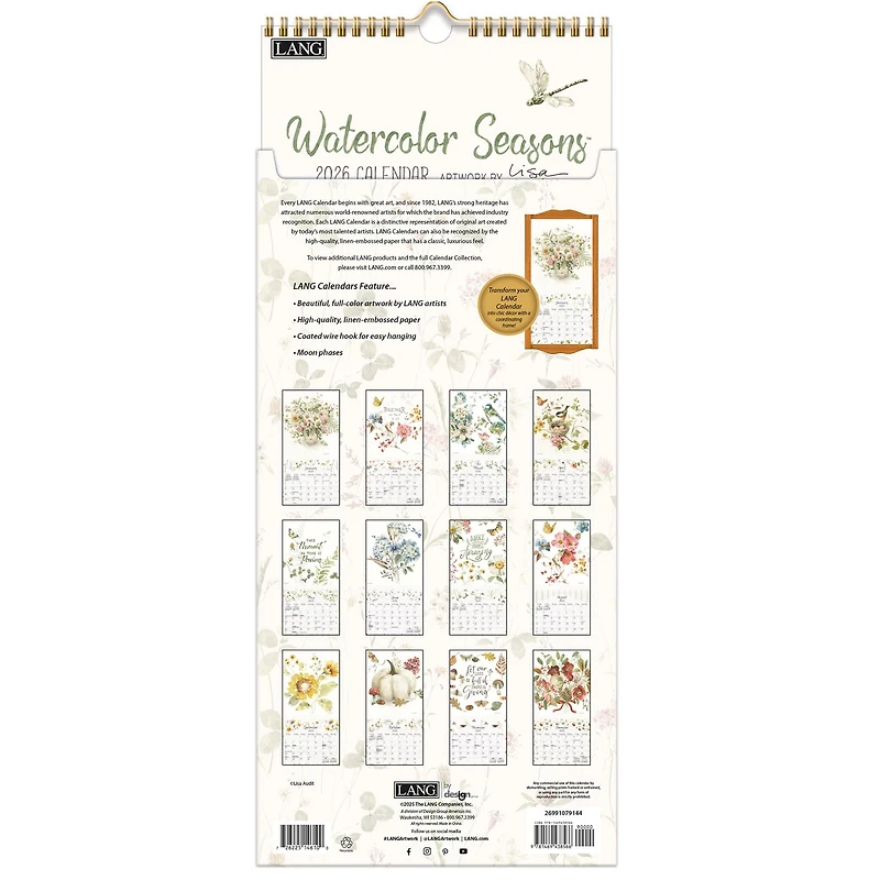 Watercolor Seasons 2026 Slim Calendar - Online Only