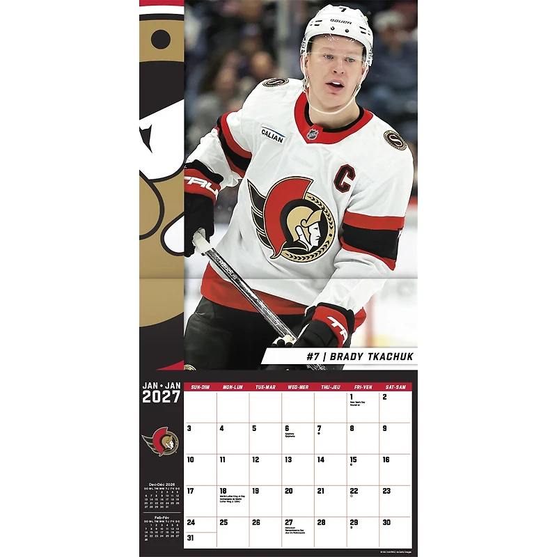 NHL Ottawa Senators 2027 Wall Calendar