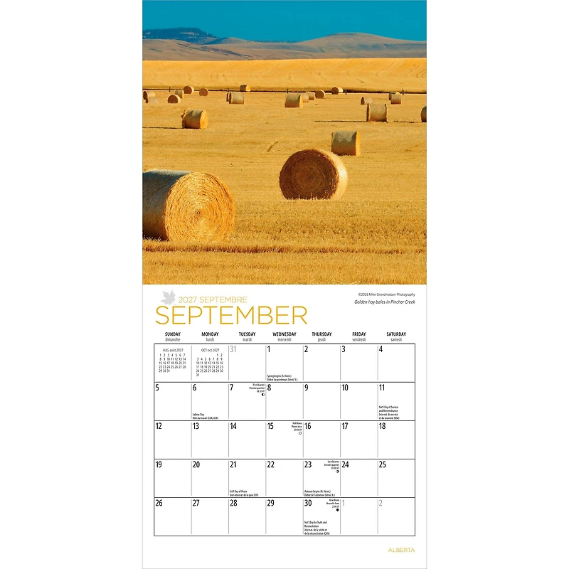 Alberta 2027 Mini Calendar