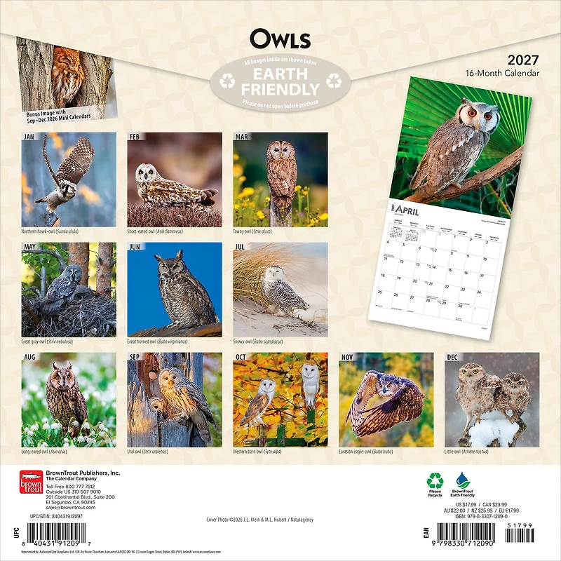 Owls 2027 Wall Calendar - Online Only