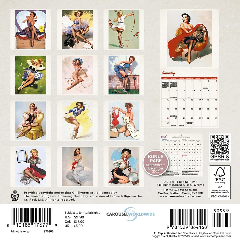 Pin-Up Girls 2027 Mini Calendar