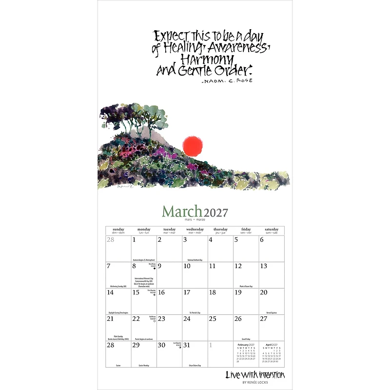 Live with Intention 2027 Mini Calendar