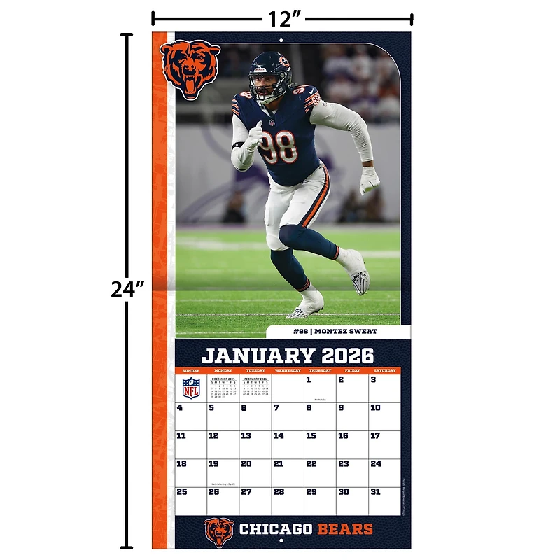 NFL Chicago Bears 2026 Wall Calendar - Online Only