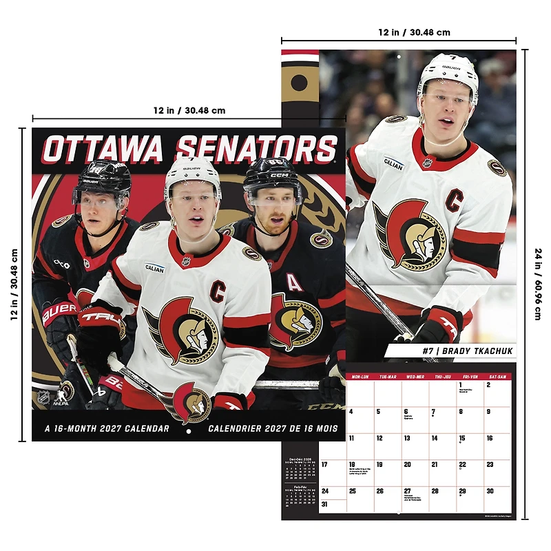 NHL Ottawa Senators 2027 Wall Calendar