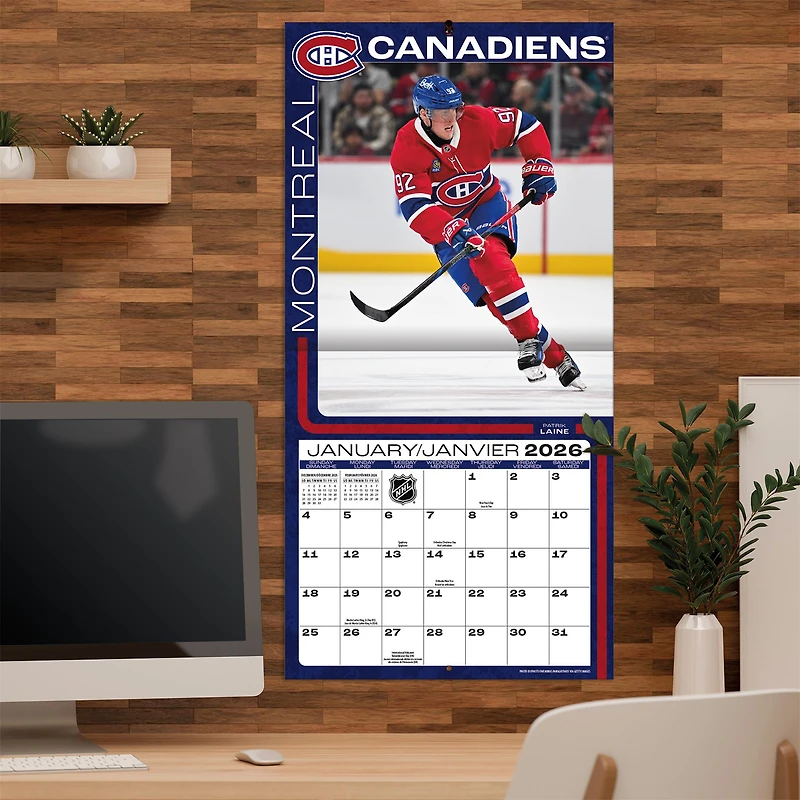 NHL Montreal Canadiens Bilingual 2026 Wall Calendar