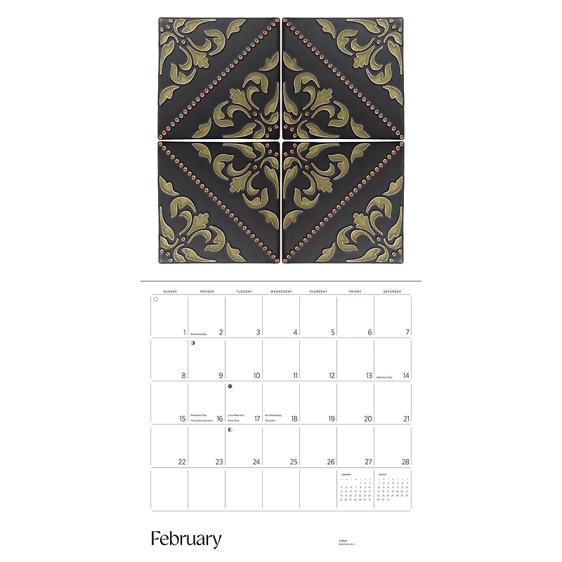 Arts And Crafts Tiles 2026 Wall Calendar - Online Only