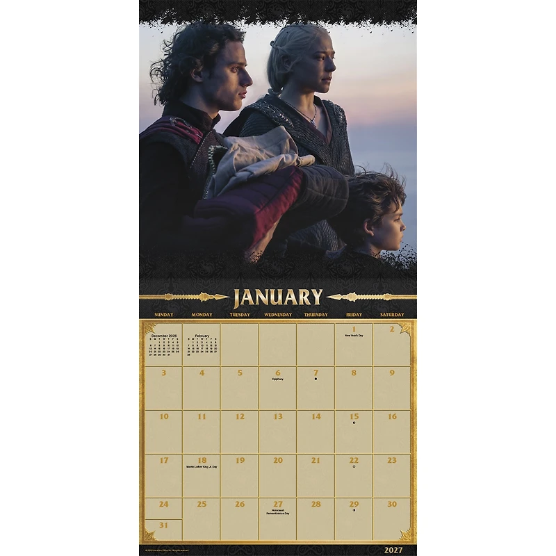 Game of Thrones - House of the Dragon 2027 Wall Calendar